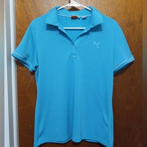 Puma Juniors sL Sports Lifestyle teal Robin's egg blue turquoise polo shirt